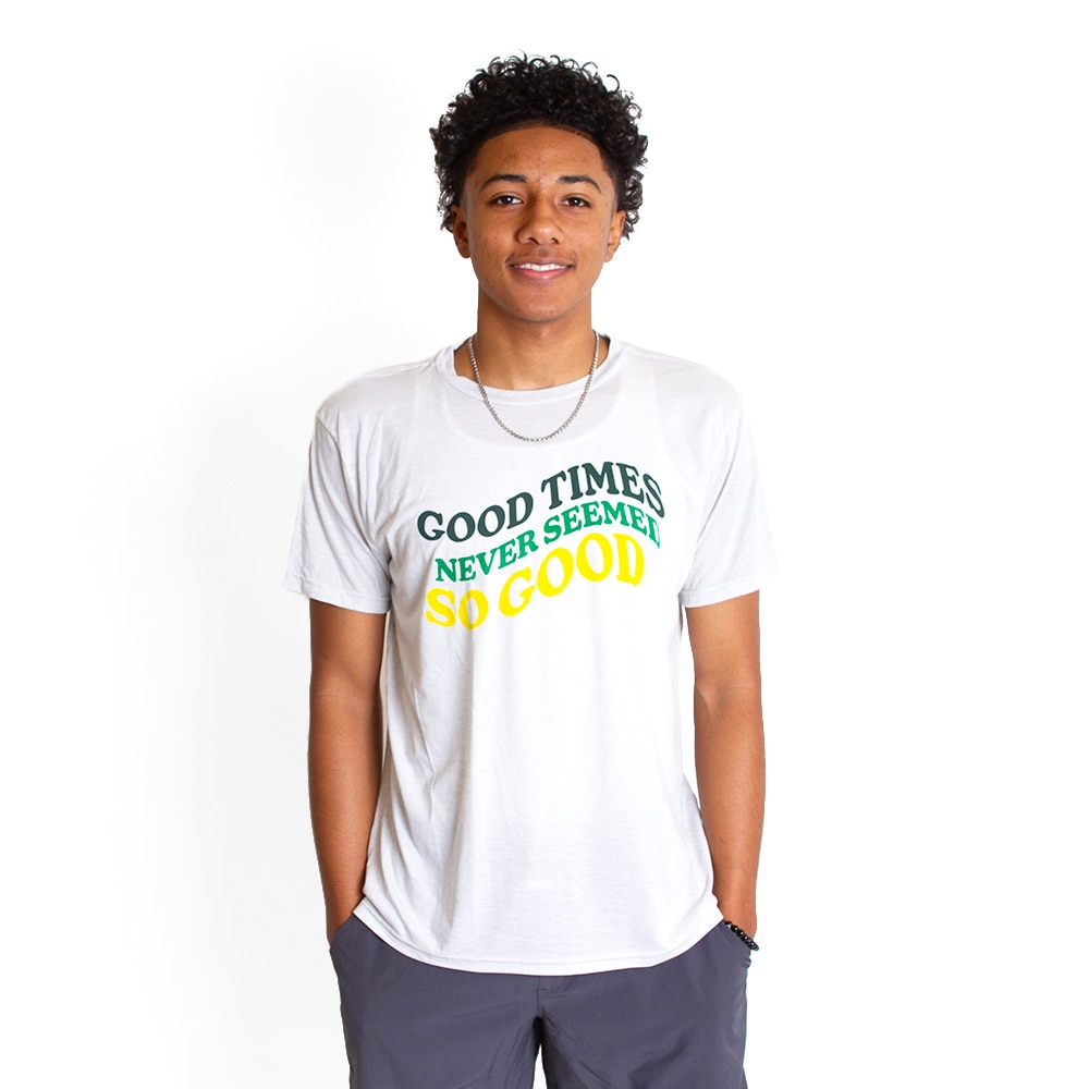 Ducks Spirit, Ivy Citizens, White, Crew Neck, Polyester Blend, Men, Unisex, Reprieve, Multi-color, Good Time Never Seems so Good, T-Shirt, 754480